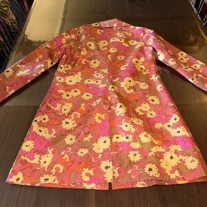 Singrid Olsen floral silk, fully lined car length coat sz S
